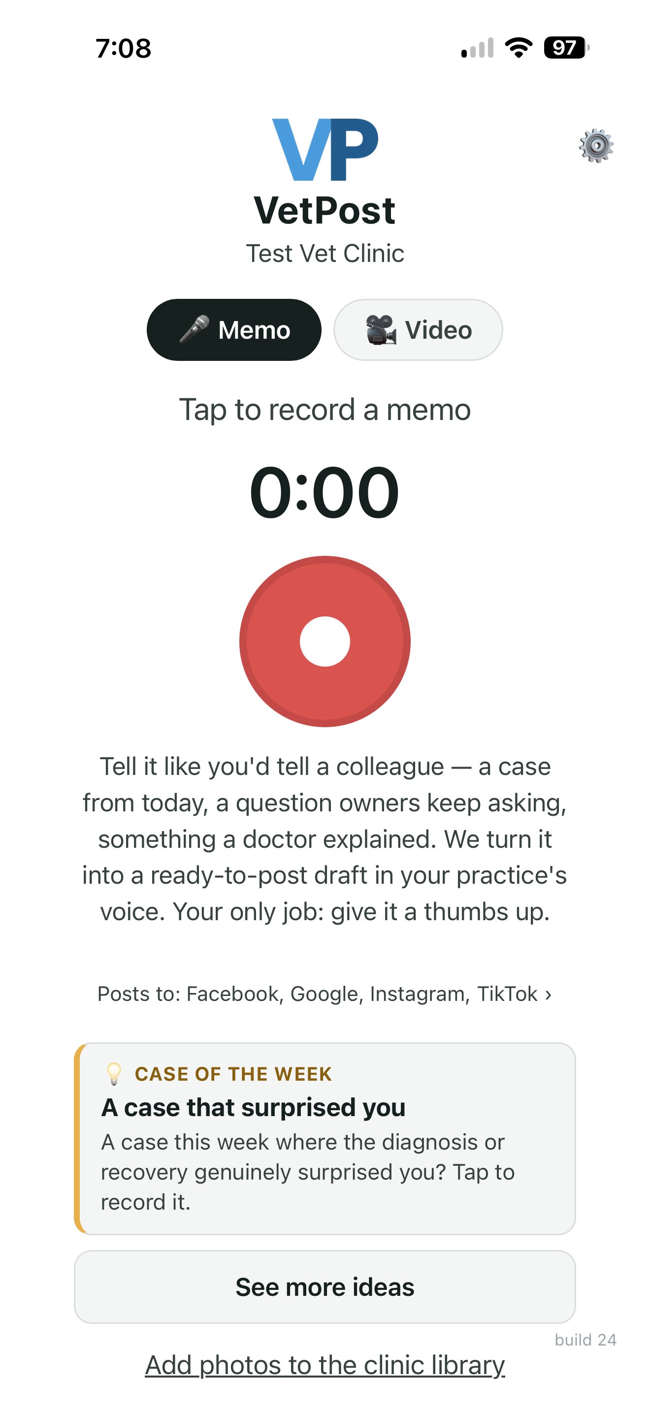 The VetPost recording screen