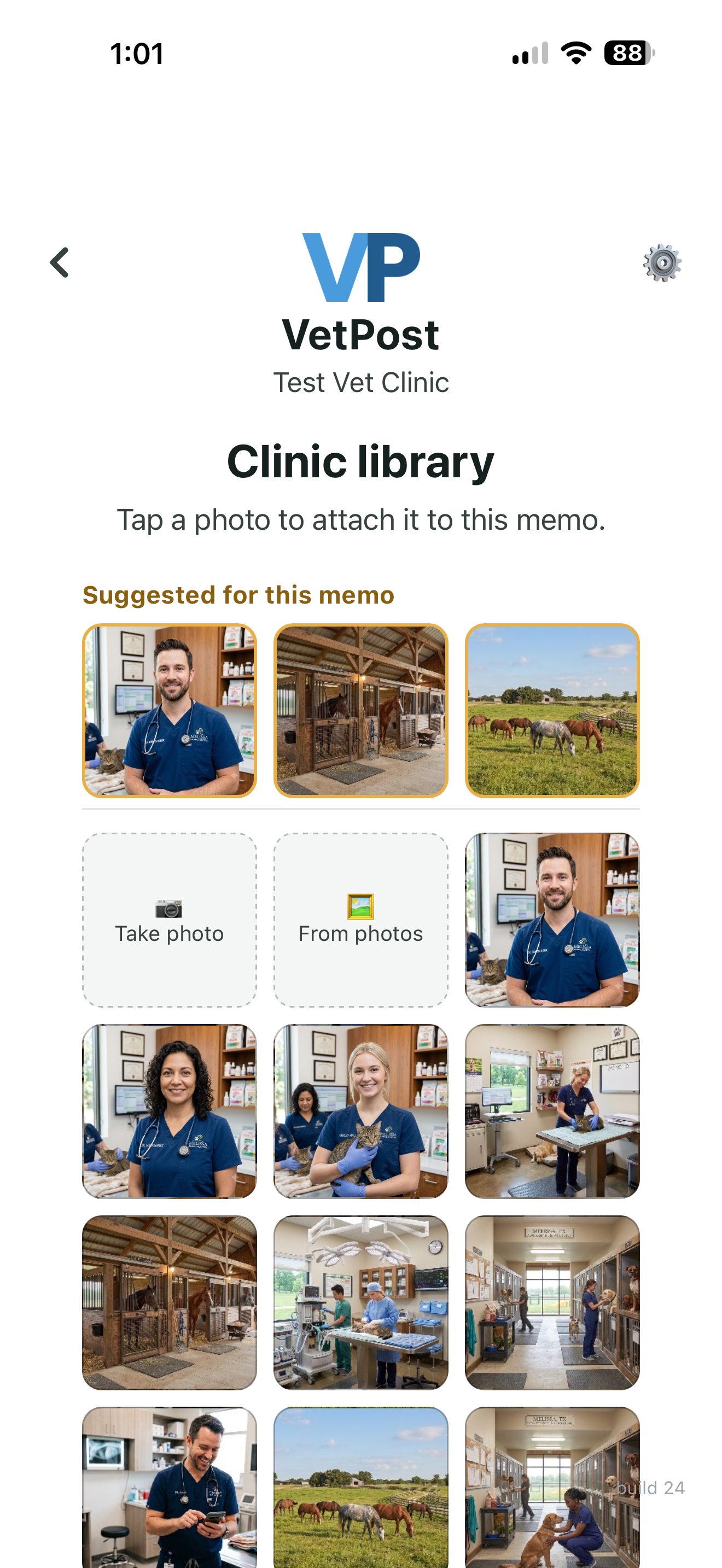 Suggested clinic photos matched to a recorded memo